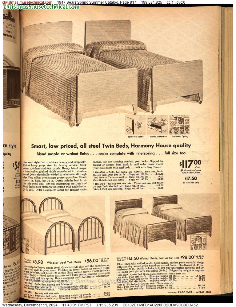 1947 Sears Spring Summer Catalog, Page 817