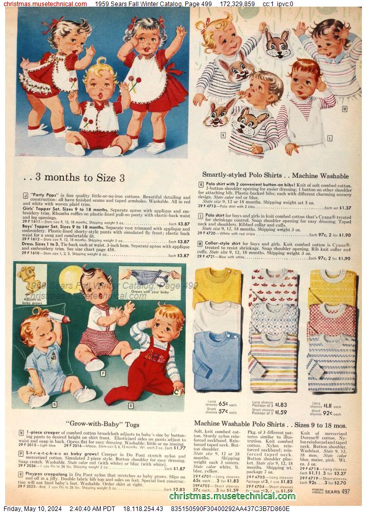 1959 Sears Fall Winter Catalog, Page 499