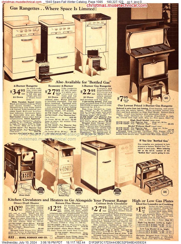 1940 Sears Fall Winter Catalog, Page 1085