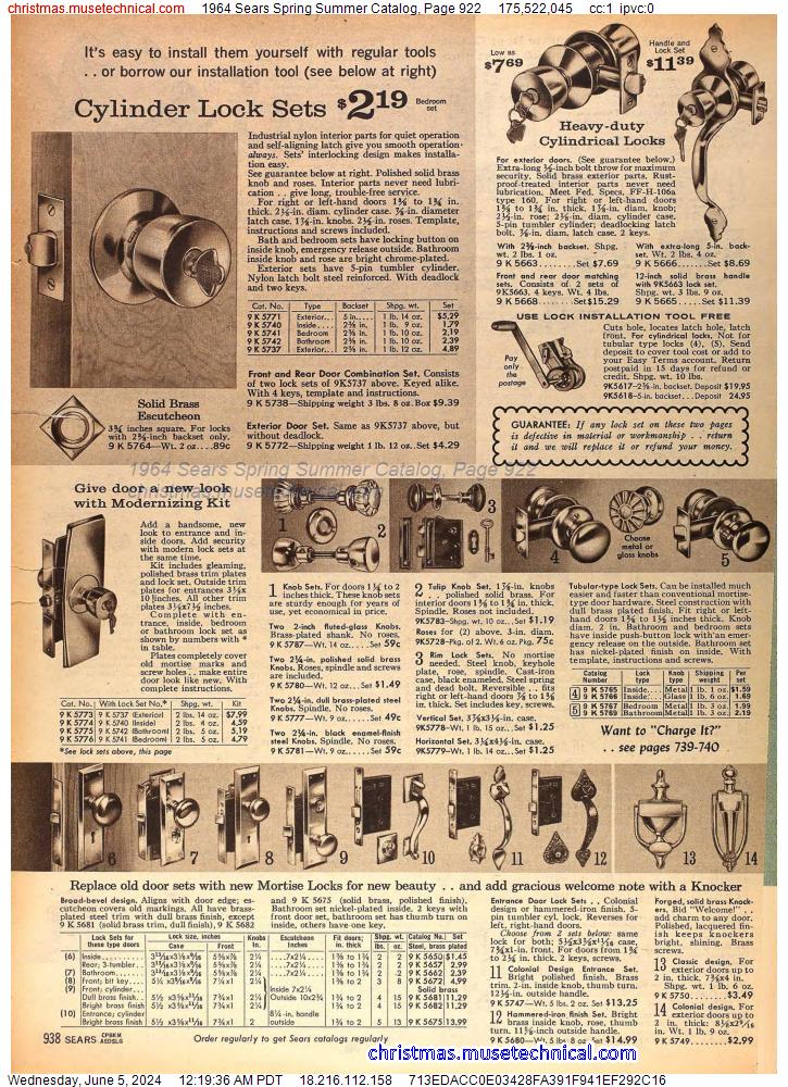1964 Sears Spring Summer Catalog, Page 922
