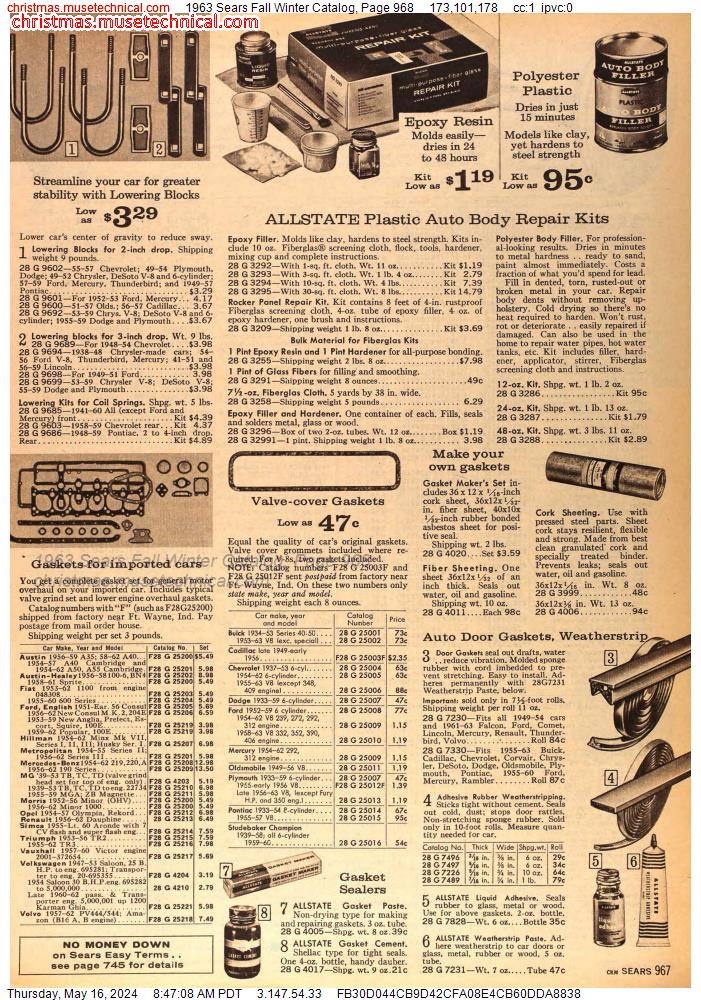 1963 Sears Fall Winter Catalog, Page 968