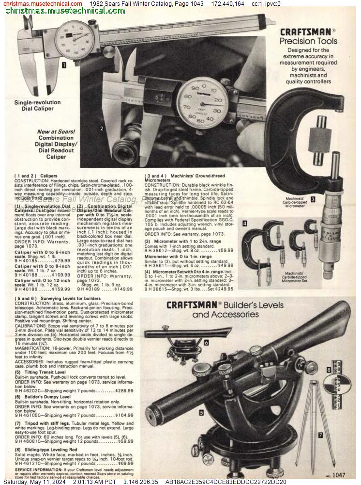 1982 Sears Fall Winter Catalog, Page 1043