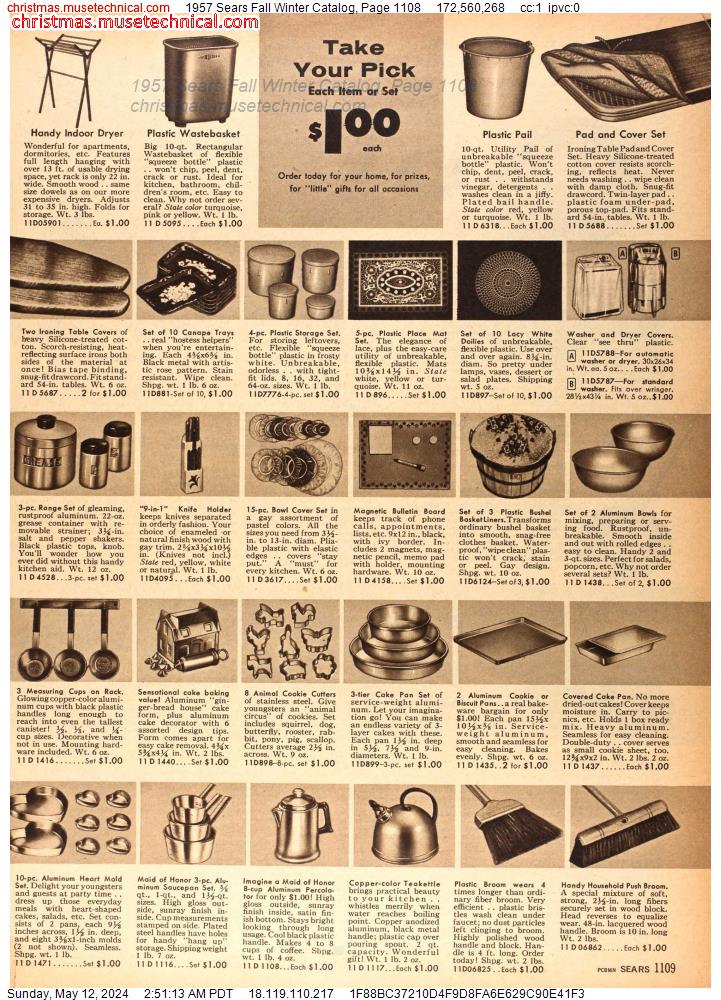 1957 Sears Fall Winter Catalog, Page 1108