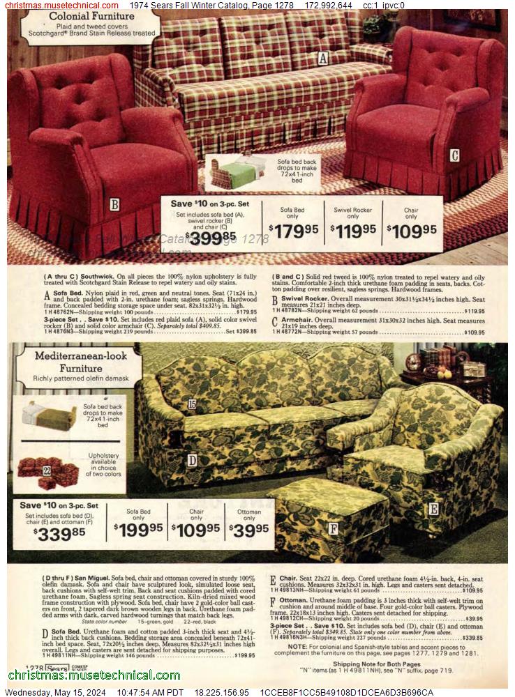 1974 Sears Fall Winter Catalog, Page 1278