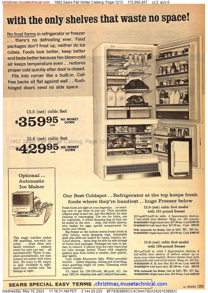 1962 Sears Fall Winter Catalog, Page 1213