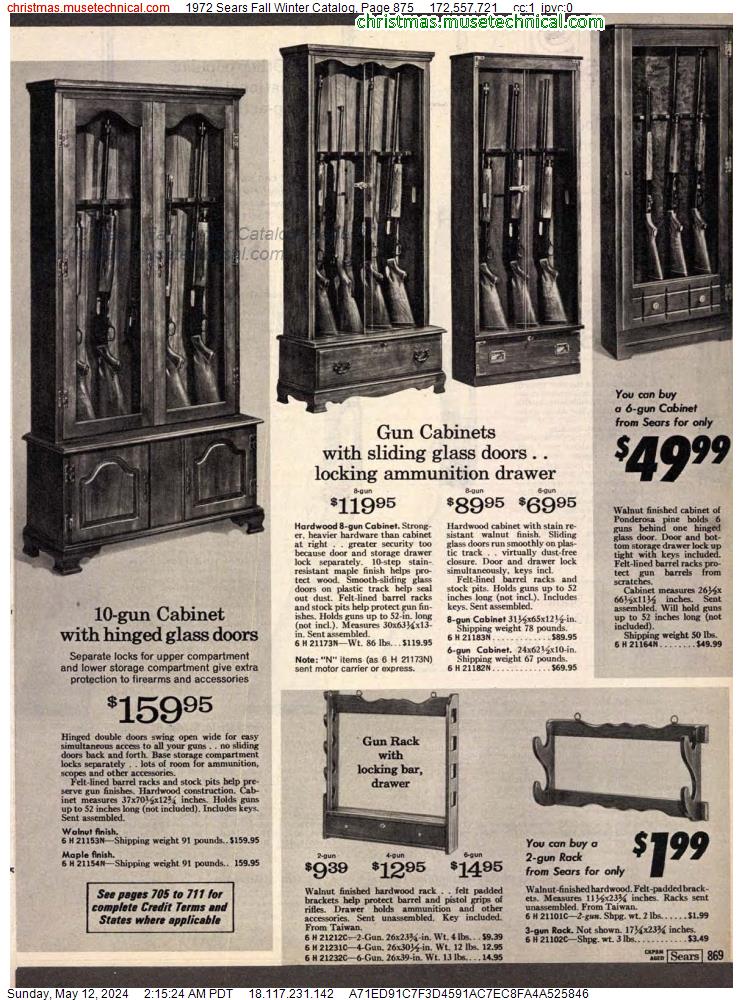 1972 Sears Fall Winter Catalog, Page 875