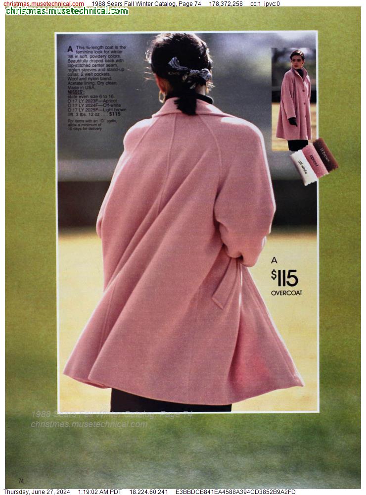 1988 Sears Fall Winter Catalog, Page 74
