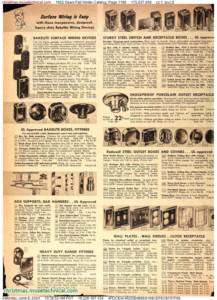 1952 Sears Fall Winter Catalog, Page 1186