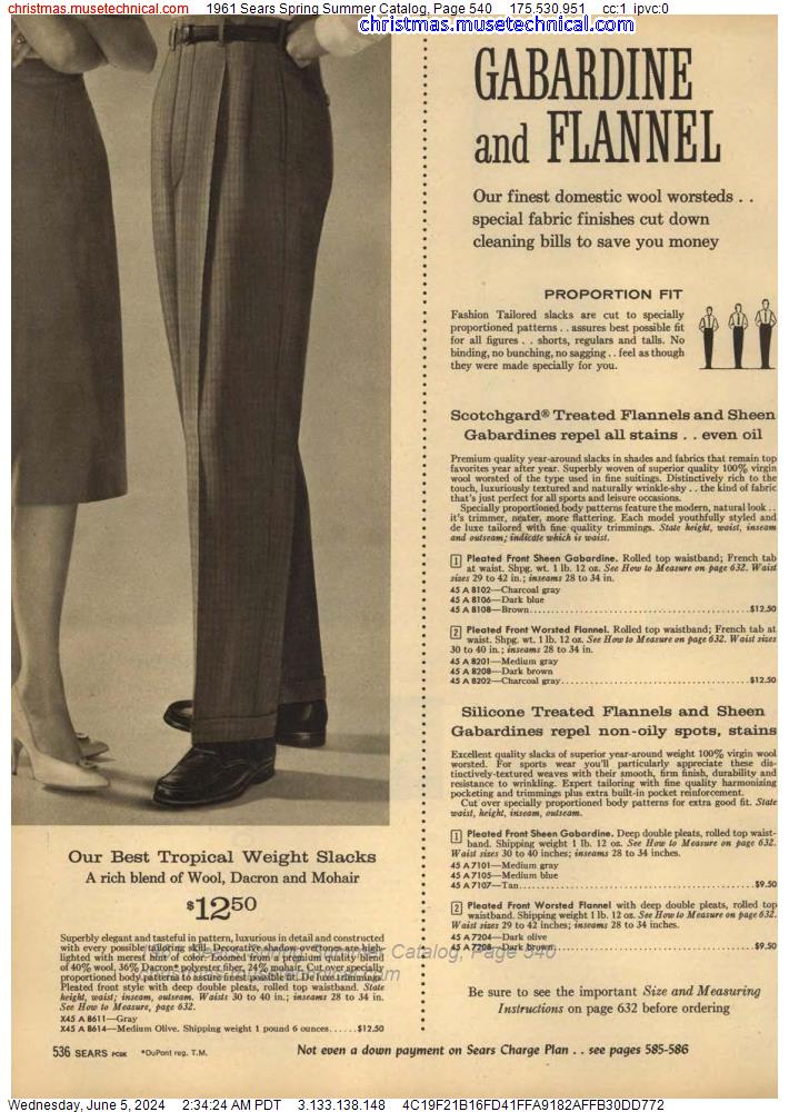 1961 Sears Spring Summer Catalog, Page 540