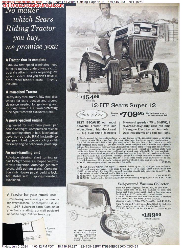 1967 Sears Fall Winter Catalog, Page 1102