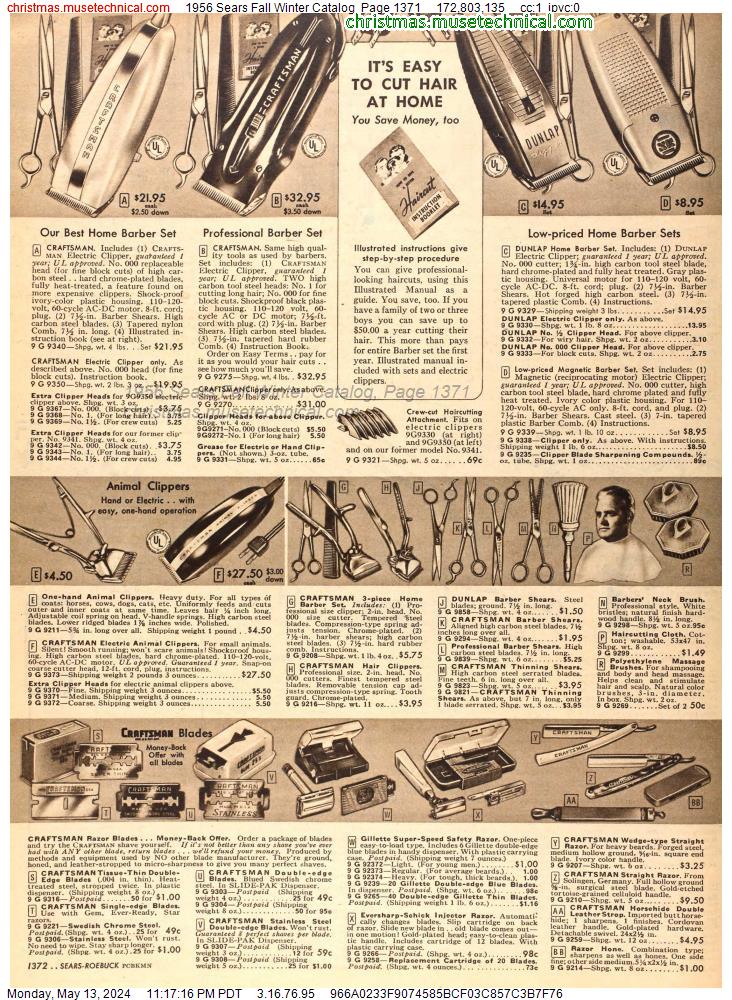 1956 Sears Fall Winter Catalog, Page 1371