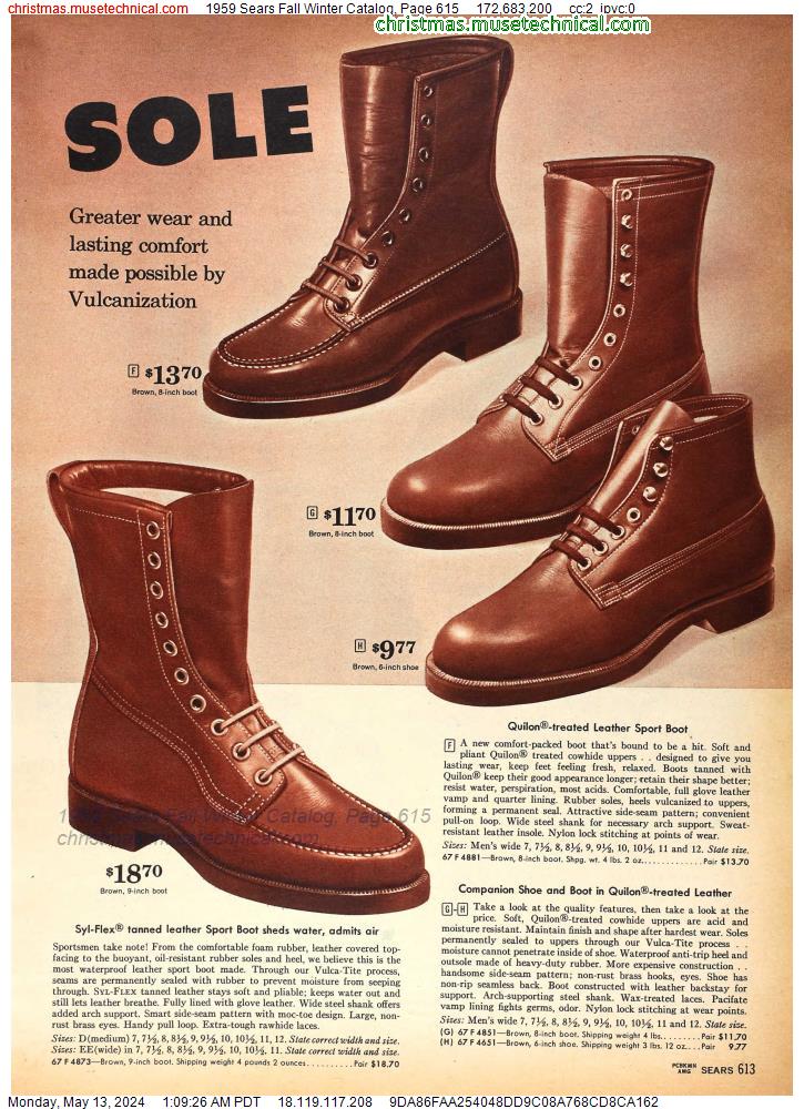 1959 Sears Fall Winter Catalog, Page 615