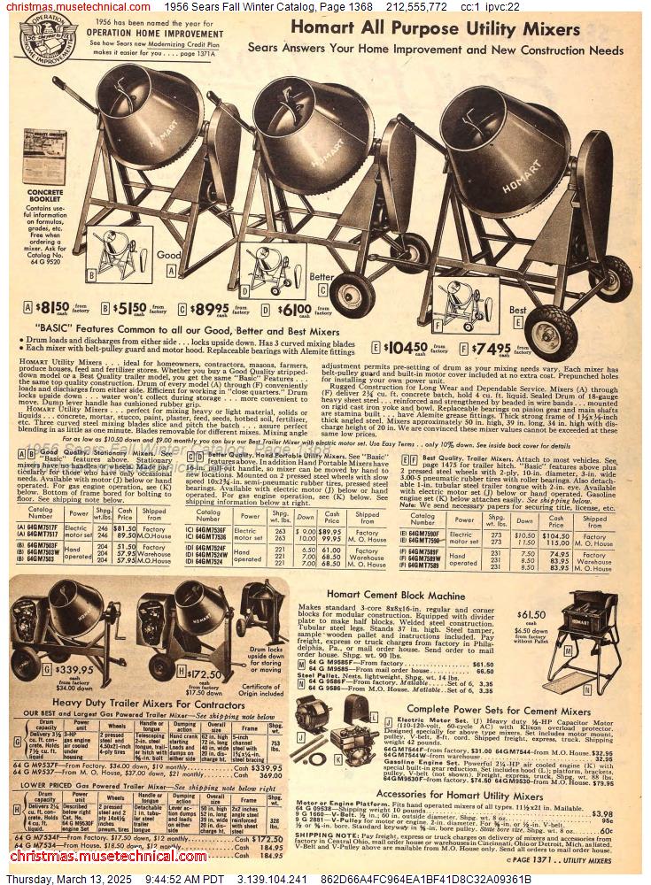 1956 Sears Fall Winter Catalog, Page 1368