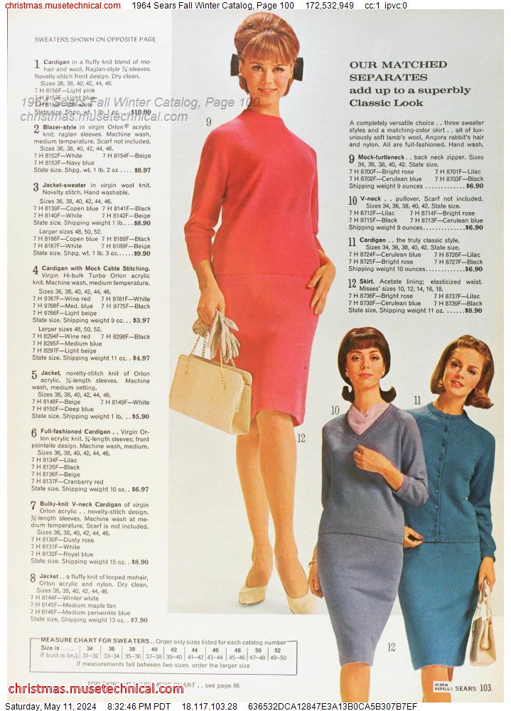 1964 Sears Fall Winter Catalog, Page 100