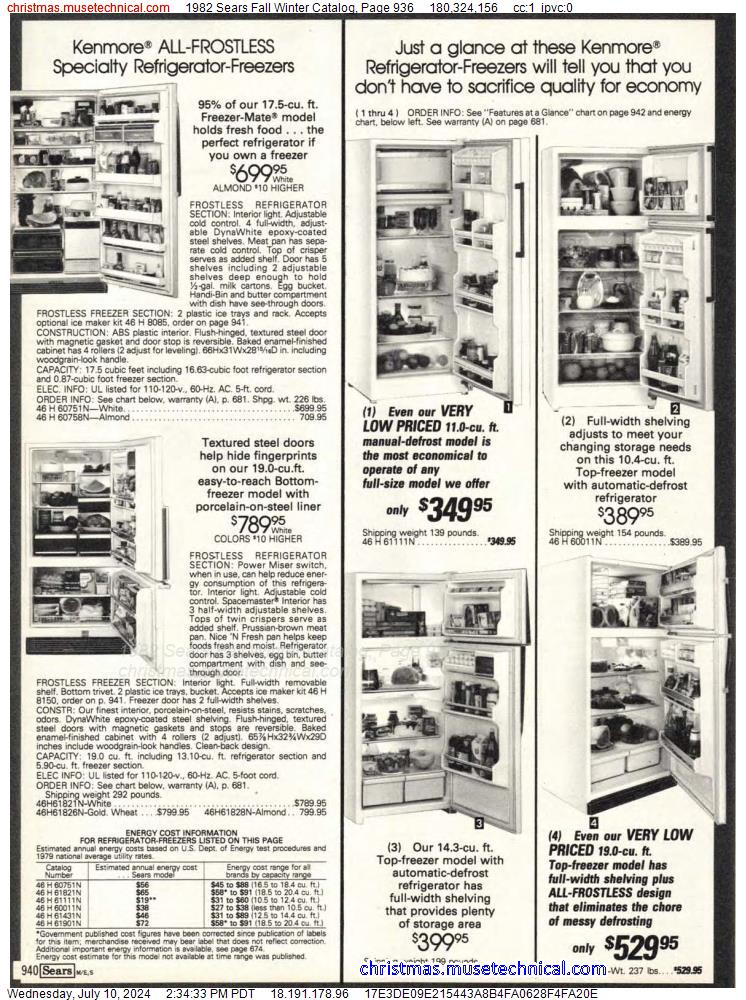 1982 Sears Fall Winter Catalog, Page 936