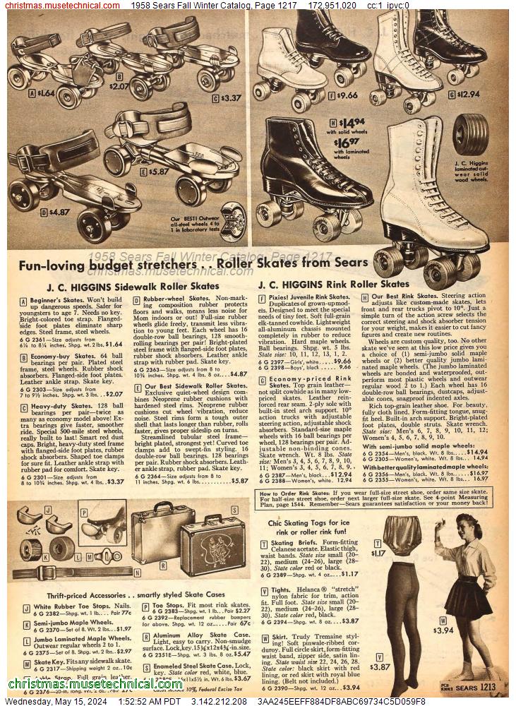 1958 Sears Fall Winter Catalog, Page 1217