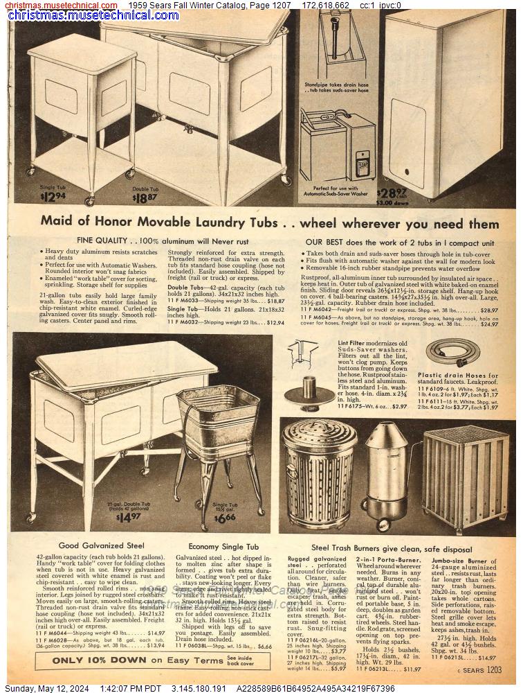 1959 Sears Fall Winter Catalog, Page 1207