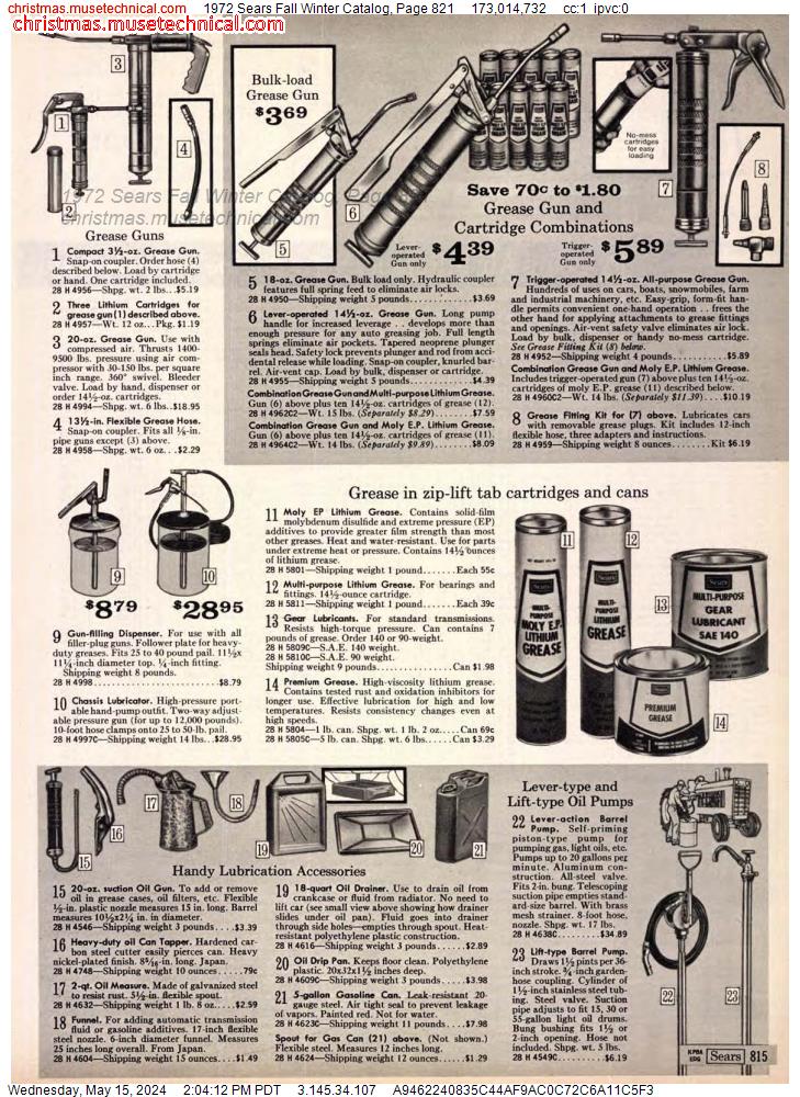 1972 Sears Fall Winter Catalog, Page 821