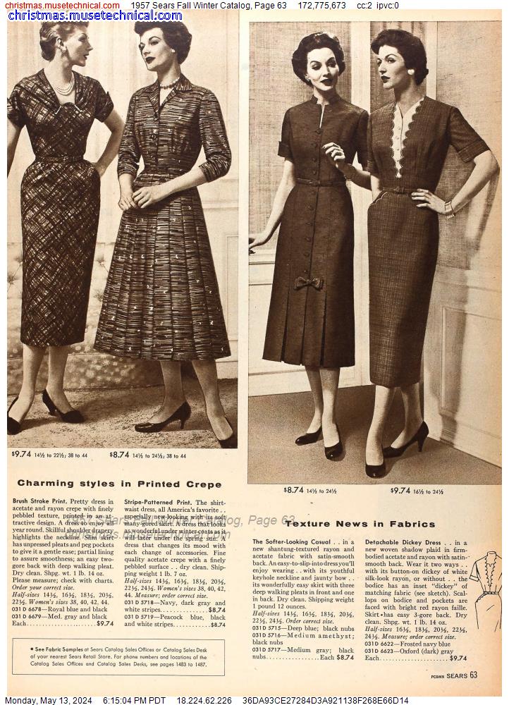 1957 Sears Fall Winter Catalog, Page 63