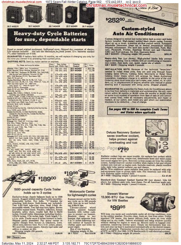 1973 Sears Fall Winter Catalog, Page 562