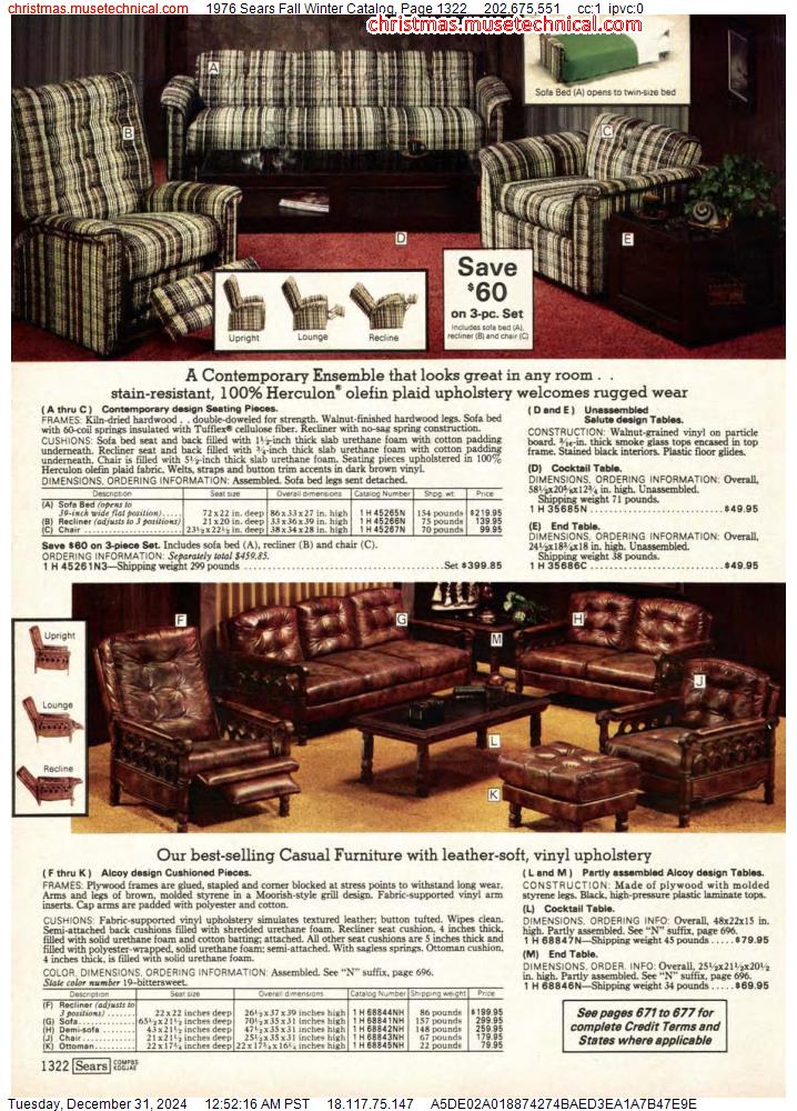 1976 Sears Fall Winter Catalog, Page 1322