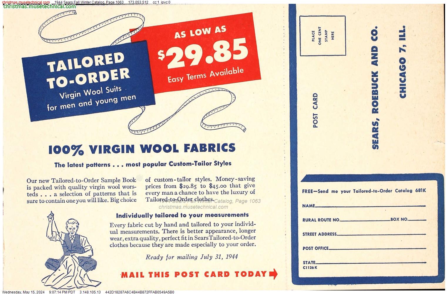 1944 Sears Fall Winter Catalog, Page 1063