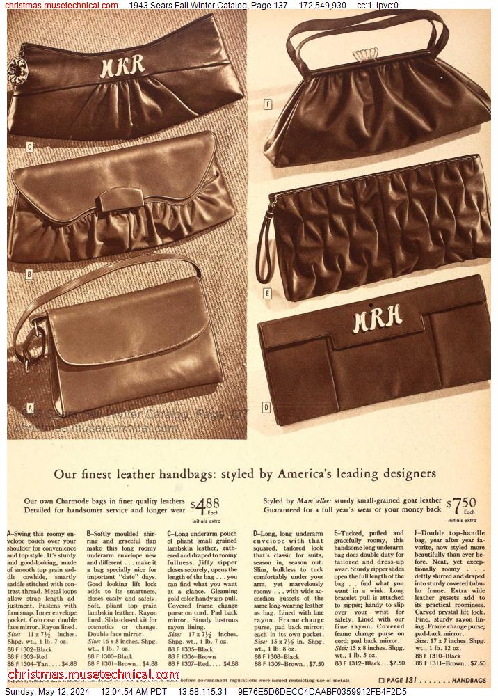 1943 Sears Fall Winter Catalog, Page 137