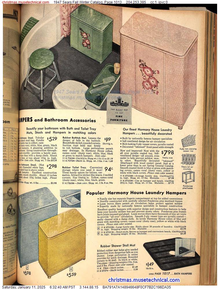 1947 Sears Fall Winter Catalog, Page 1013