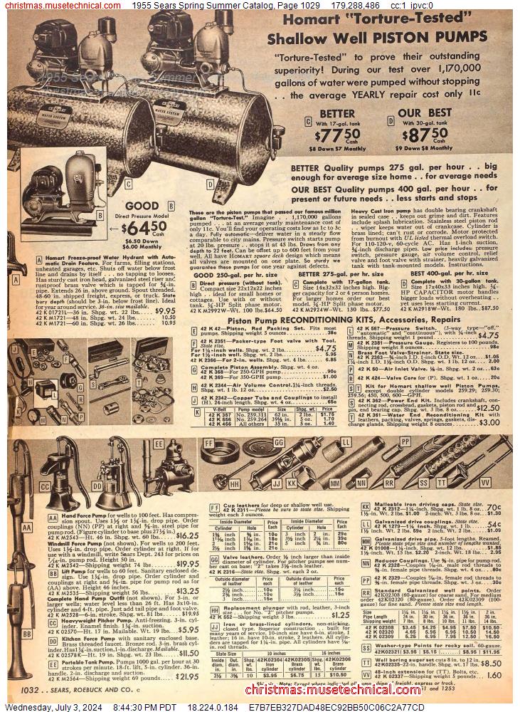 1955 Sears Spring Summer Catalog, Page 1029