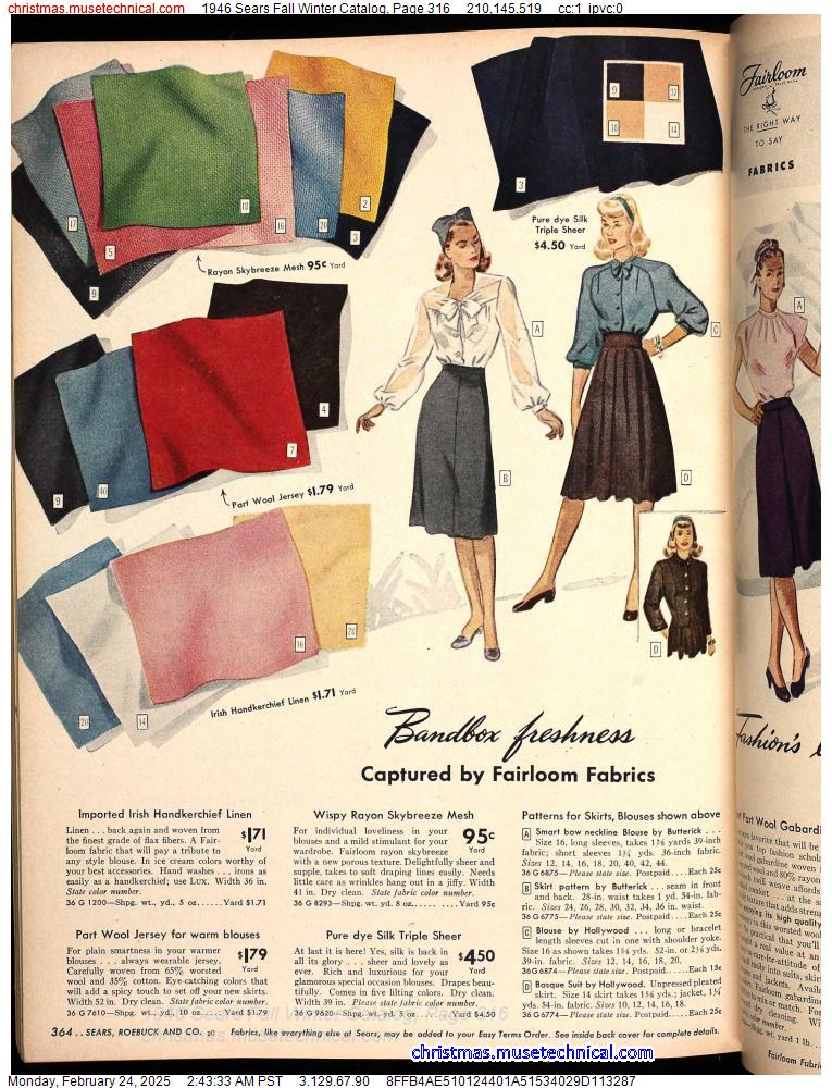 1946 Sears Fall Winter Catalog, Page 316