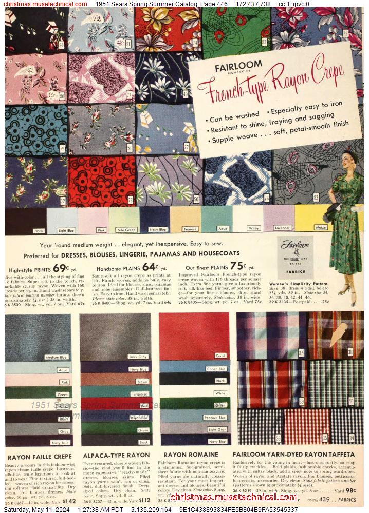 1951 Sears Spring Summer Catalog, Page 446