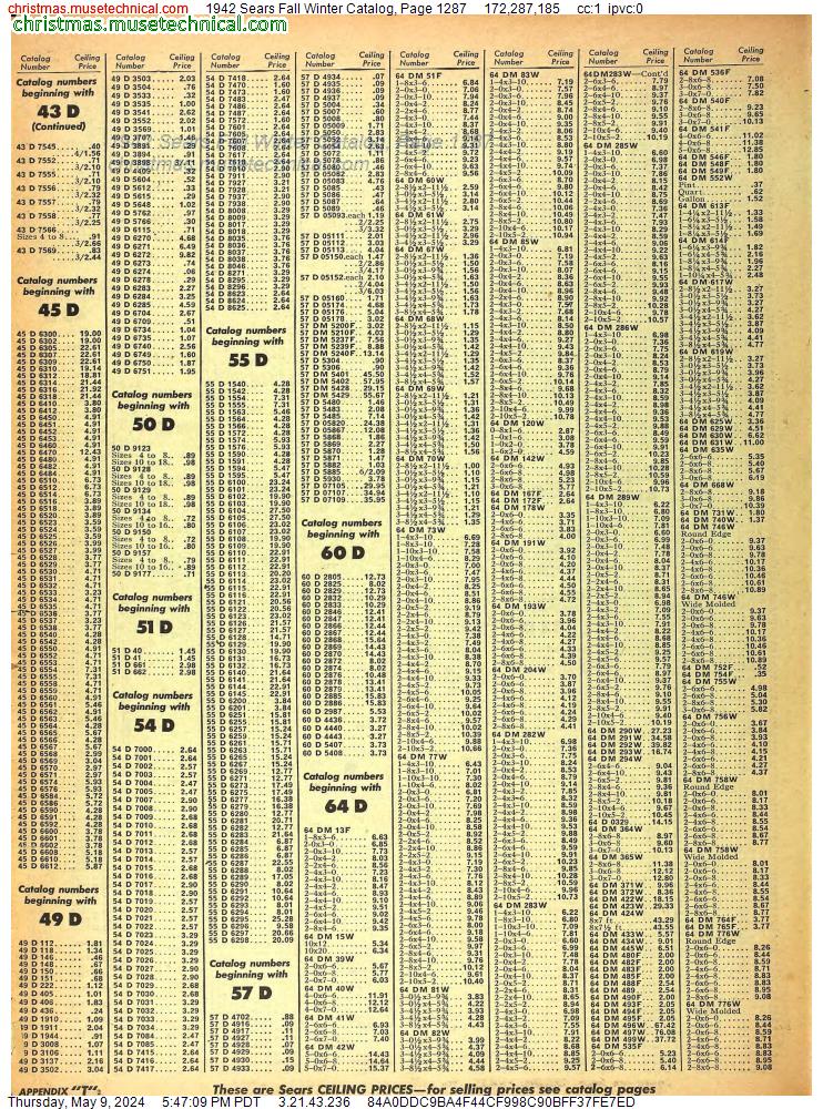 1942 Sears Fall Winter Catalog, Page 1287