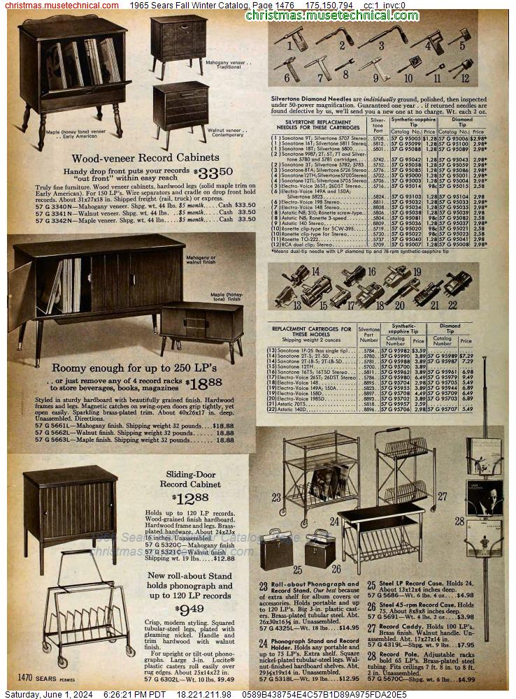 1965 Sears Fall Winter Catalog, Page 1476