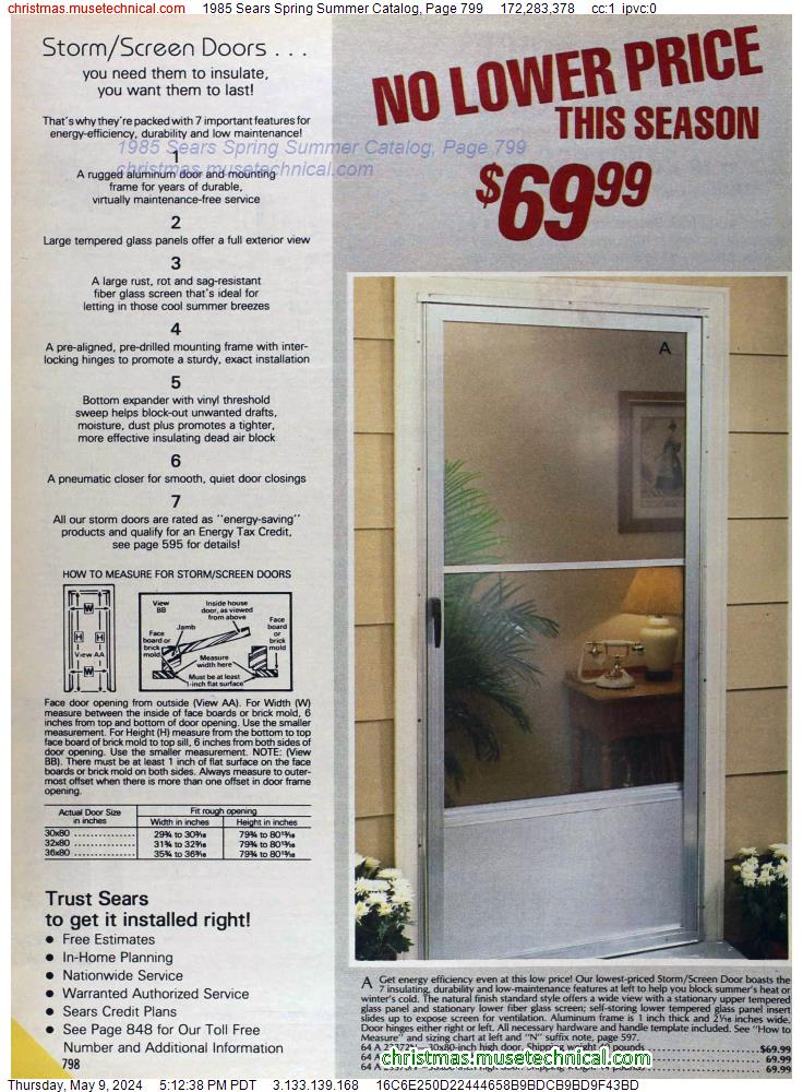 1985 Sears Spring Summer Catalog, Page 799