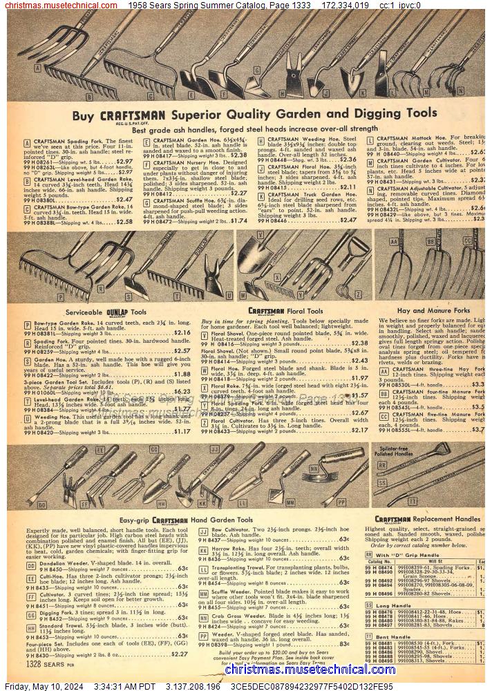 1958 Sears Spring Summer Catalog, Page 1333