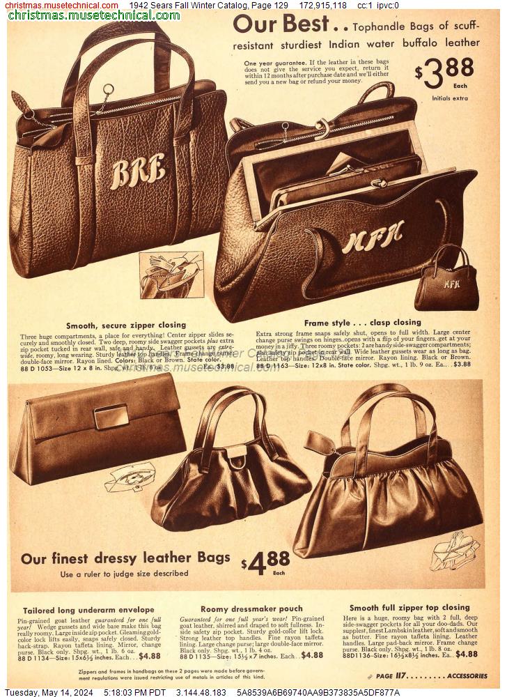1942 Sears Fall Winter Catalog, Page 129
