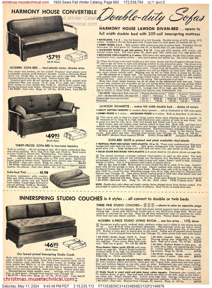 1950 Sears Fall Winter Catalog, Page 665
