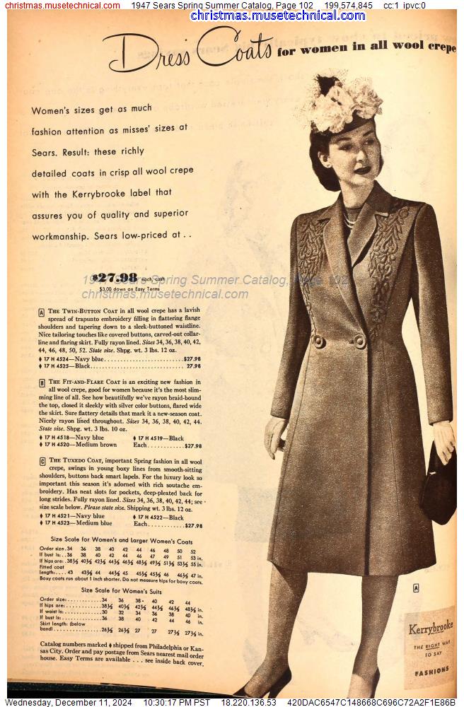 1947 Sears Spring Summer Catalog, Page 102