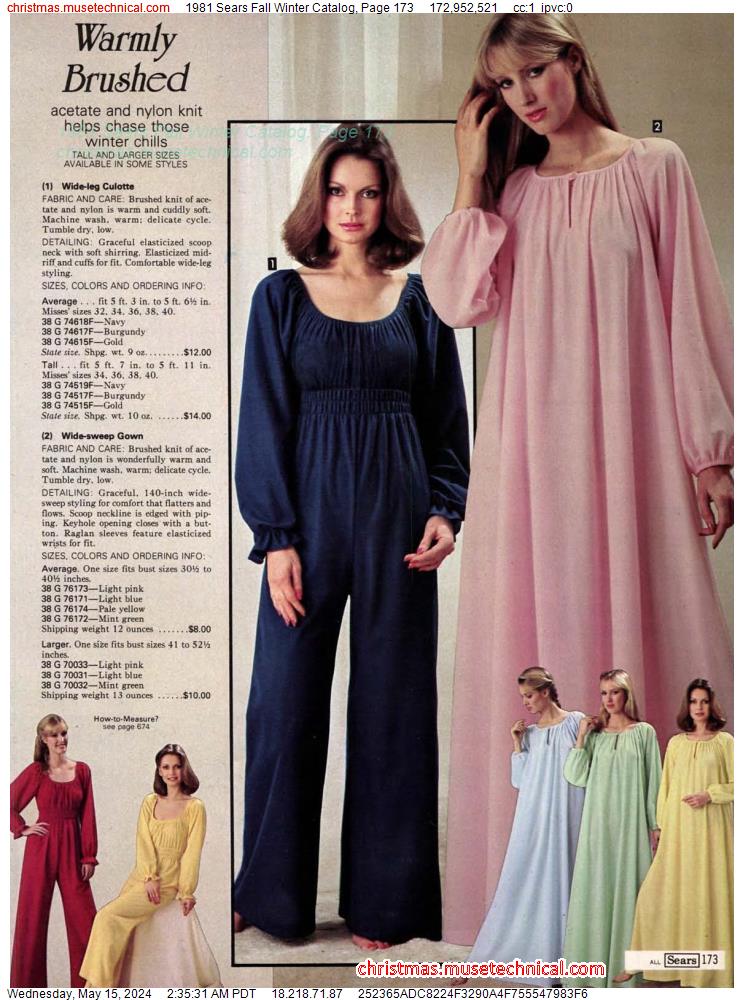 1981 Sears Fall Winter Catalog, Page 173