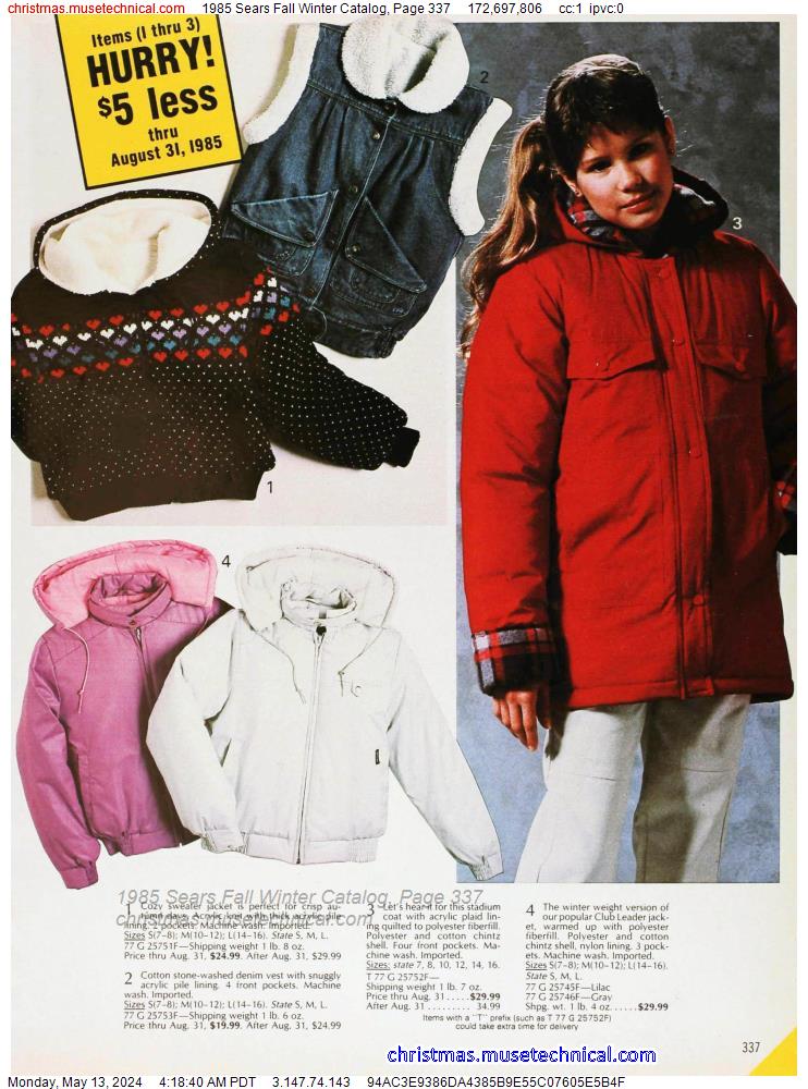 1985 Sears Fall Winter Catalog, Page 337