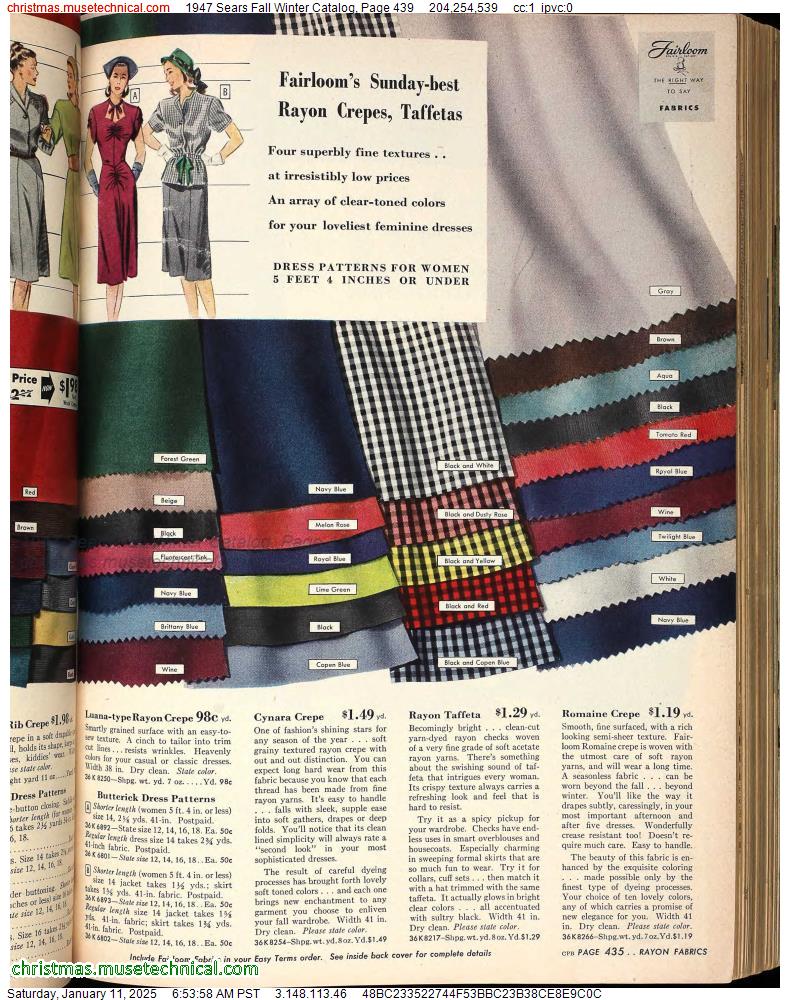 1947 Sears Fall Winter Catalog, Page 439