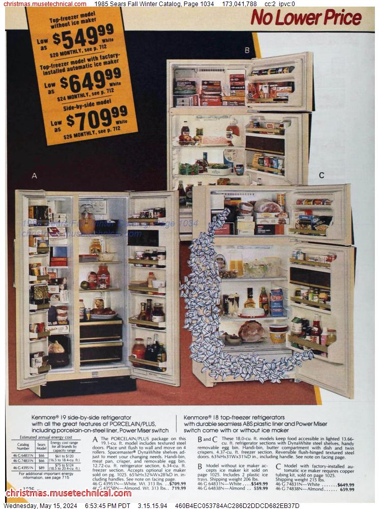 1985 Sears Fall Winter Catalog, Page 1034