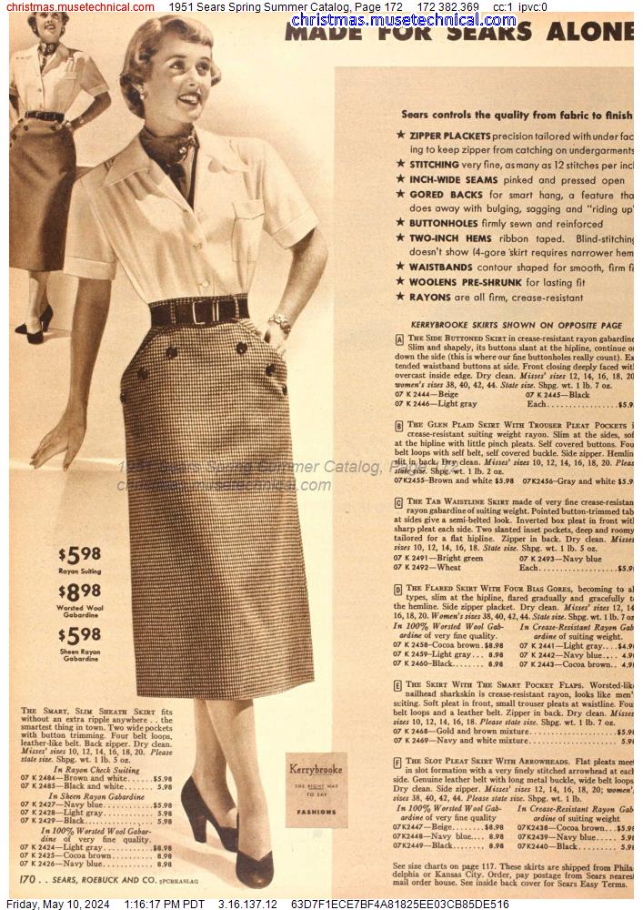 1951 Sears Spring Summer Catalog, Page 172