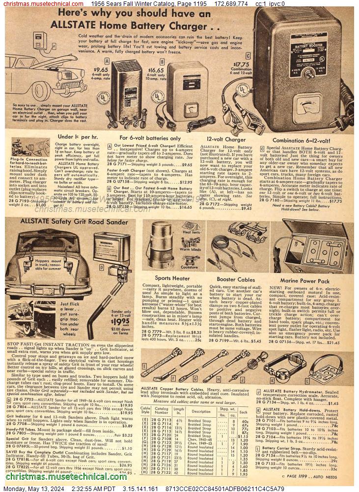 1956 Sears Fall Winter Catalog, Page 1195