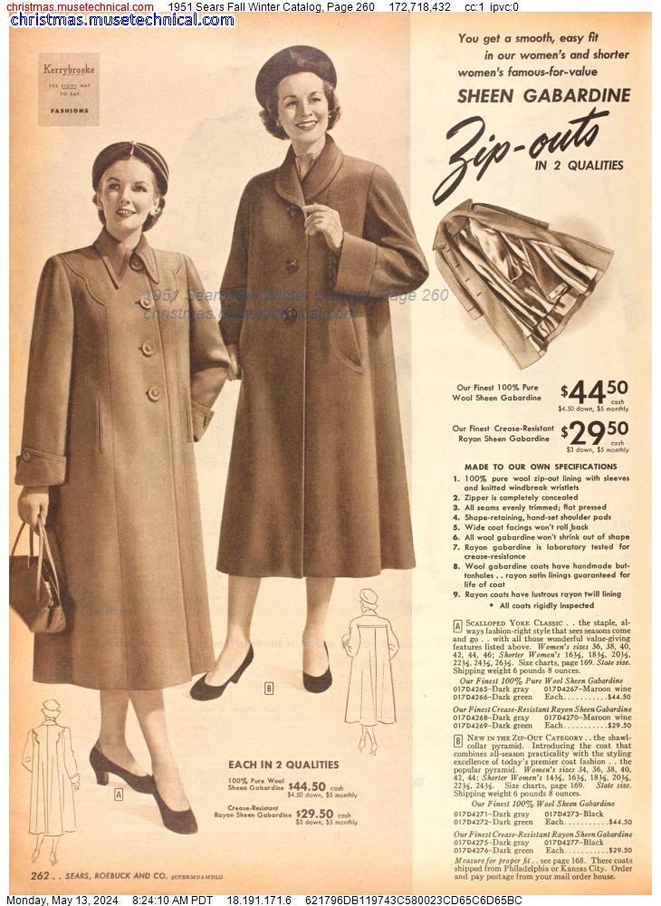 1951 Sears Fall Winter Catalog, Page 260