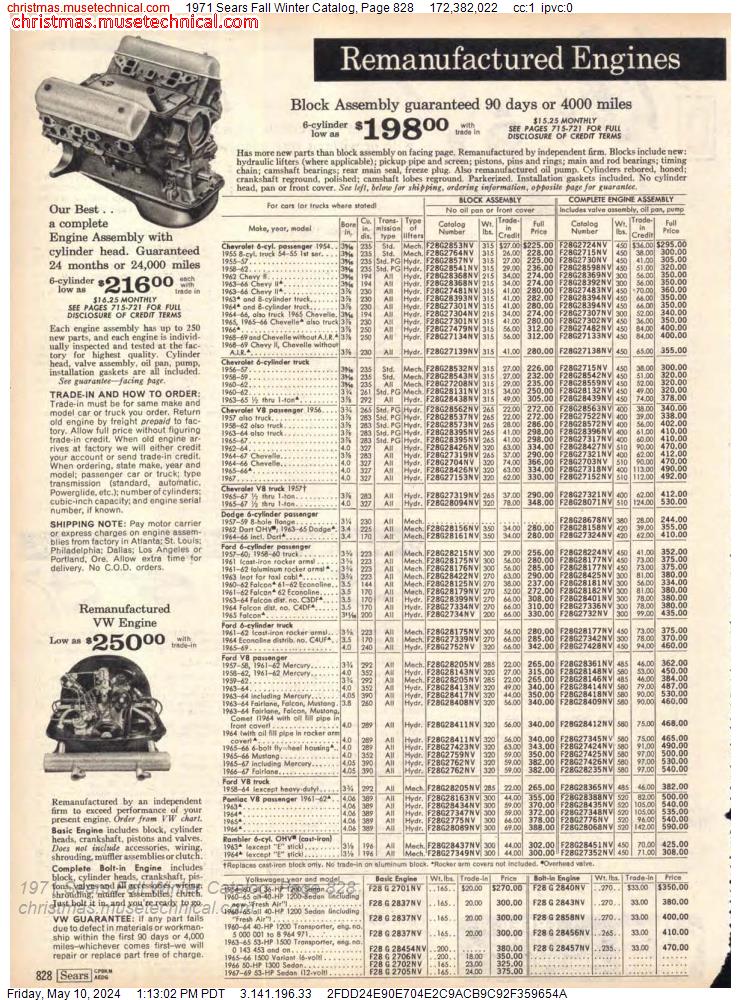 1971 Sears Fall Winter Catalog, Page 828