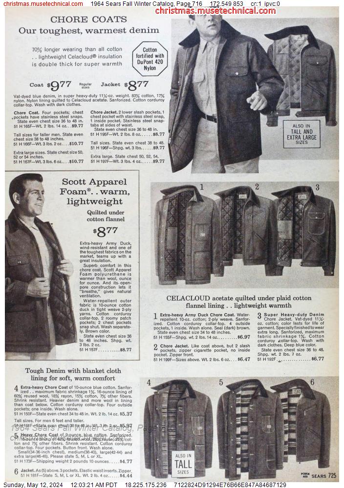 1964 Sears Fall Winter Catalog, Page 716