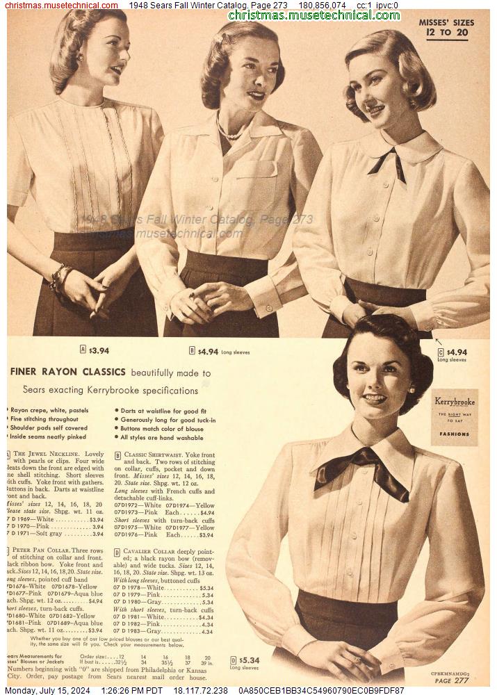 1948 Sears Fall Winter Catalog, Page 273