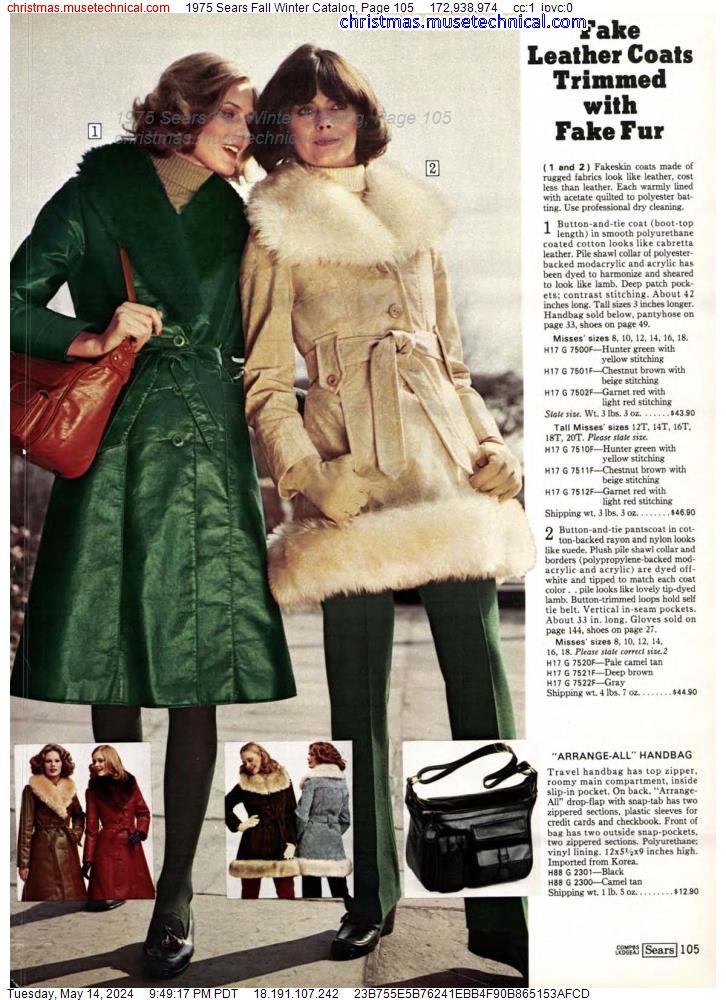 1975 Sears Fall Winter Catalog, Page 105