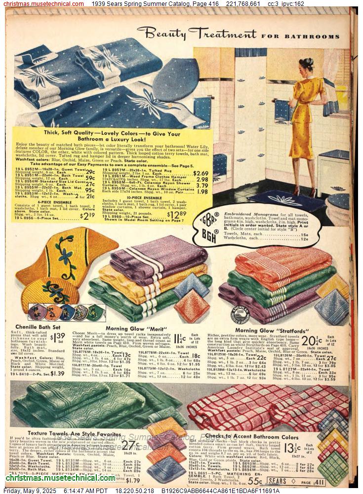 1939 Sears Spring Summer Catalog, Page 416